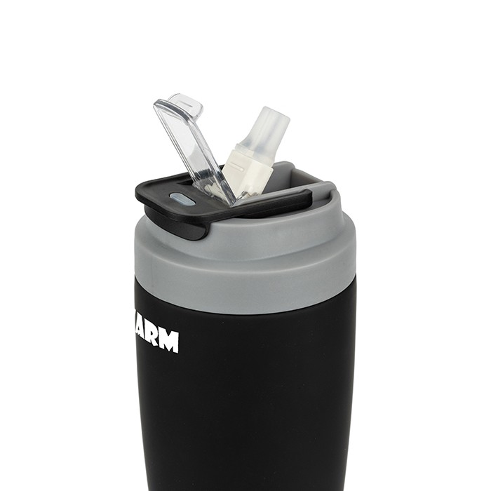 Cestovní termo hrnek se silikonovým pítkem na studené nápoje a výlevkou na horké nápoje NAVA"We Care", černá 500ml