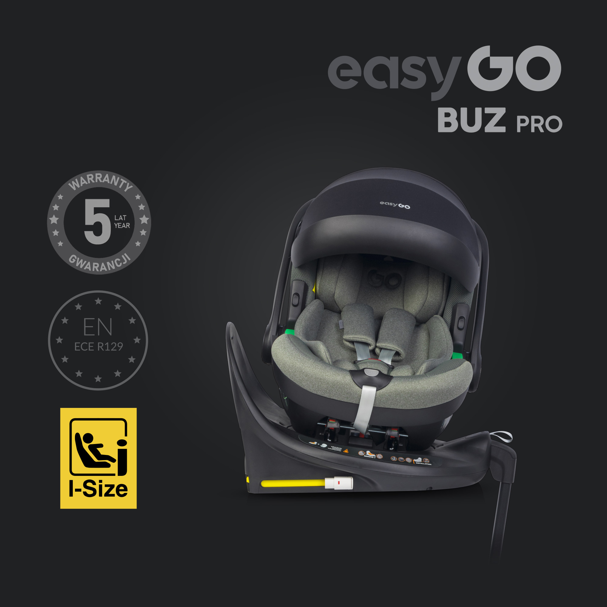 Sada autosedaček EasyGo Buz Pro a Buz Pro Body Greener 2v1 + otočná báze
