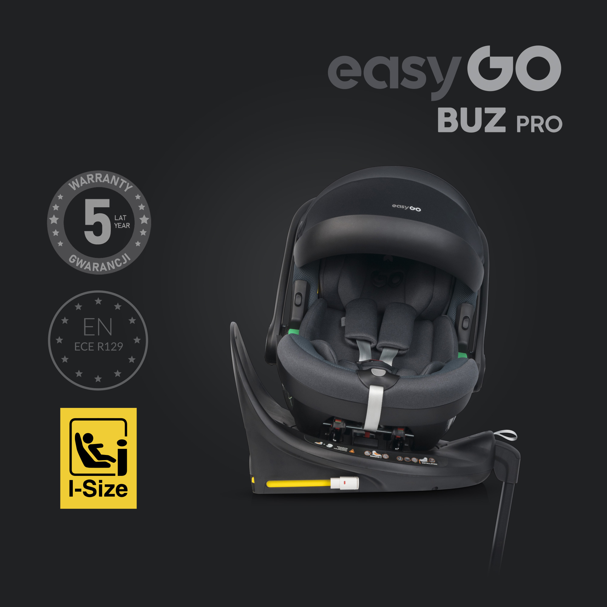 Sada autosedaček EasyGo Buz Pro a Buz Pro Body Granito 2v1 + otočná báze