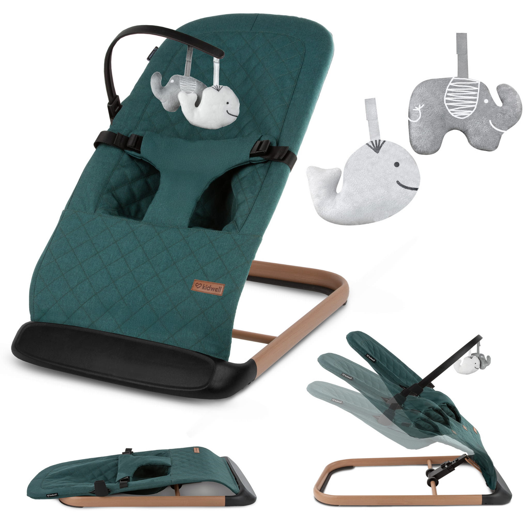 Houpací lehátko Kidwell LARO Green/Wooden
