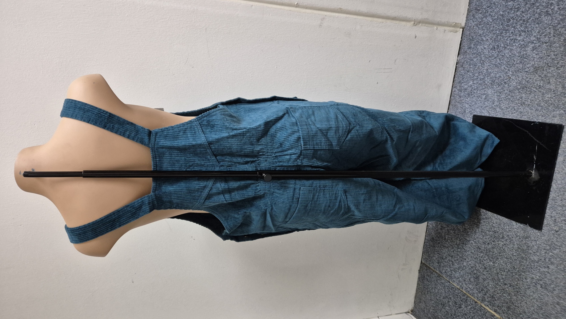 Těhotenská móda - Manžestrové laclové kalhoty s pružným bříškem vel. S - zelenkavé