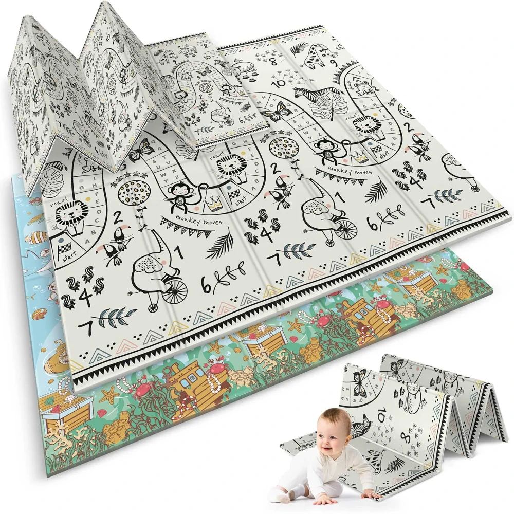 Pěnová skládací vzdělávací podložka 200 x 180 x 1 cm Nukido NK-340 ocean-safari