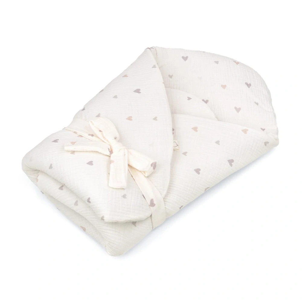 Novorozenecká mušelínová zavinovačka Srdíčka