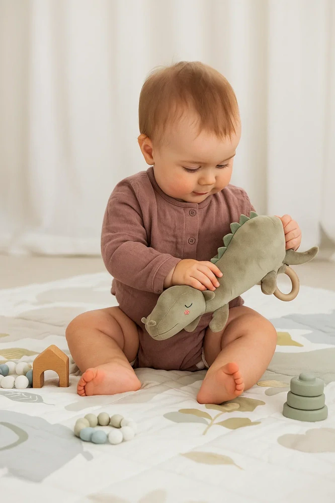 Plyšová hračka s uklidňující melodií Bimbidreams Trex