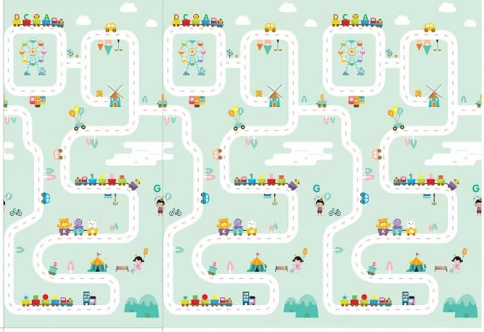 Pěnová Skládací podložka oboustranná, 180x200x1 cm - Panda / Street