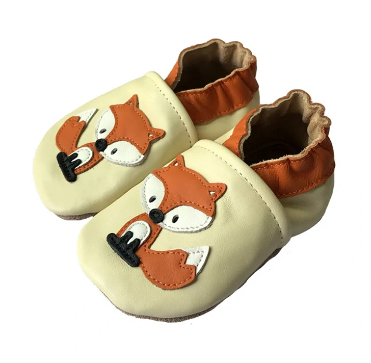 Dětské celokožené capáčky Hopi Hop BAREFOOT Liška béžové vel.12-18m