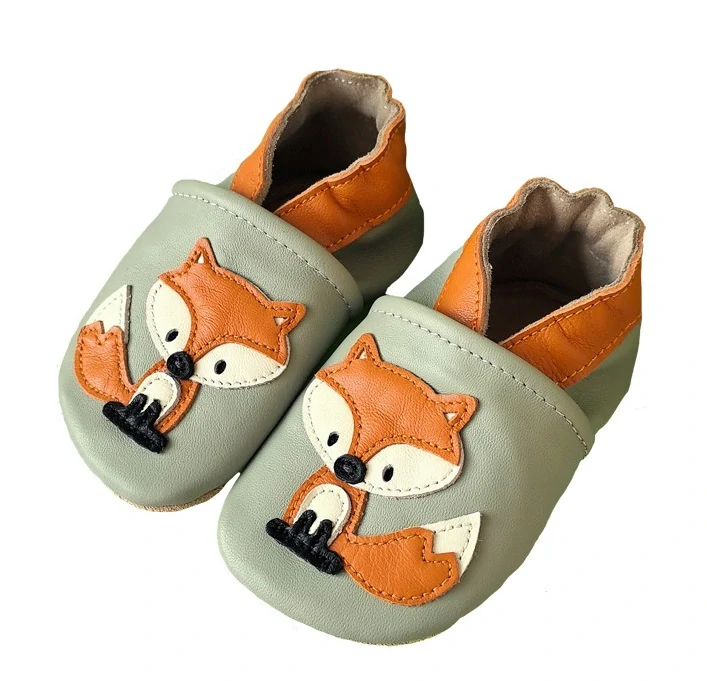 Dětské celokožené capáčky Hopi Hop BAREFOOT Liška šedé vel.12-18m