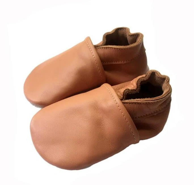 Dětské celokožené capáčky Hopi Hop BAREFOOT koňakově hnedé vel.0-6m