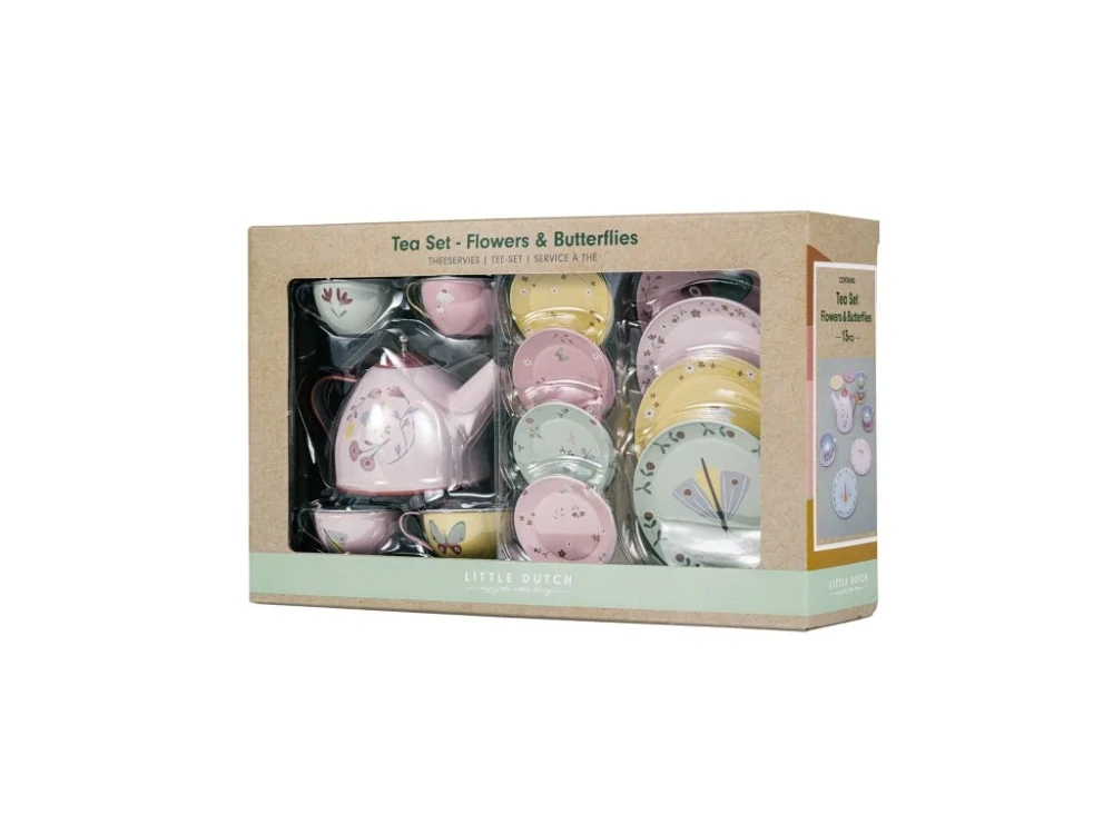 LITTLE DUTCH Čajový plechový set Čajový set Květiny a motýli  