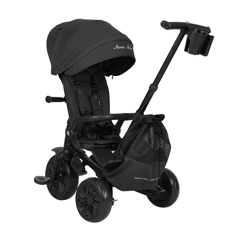 Qplay Nova Max multifunkční skládací tříkolka s příslušenstvím černá