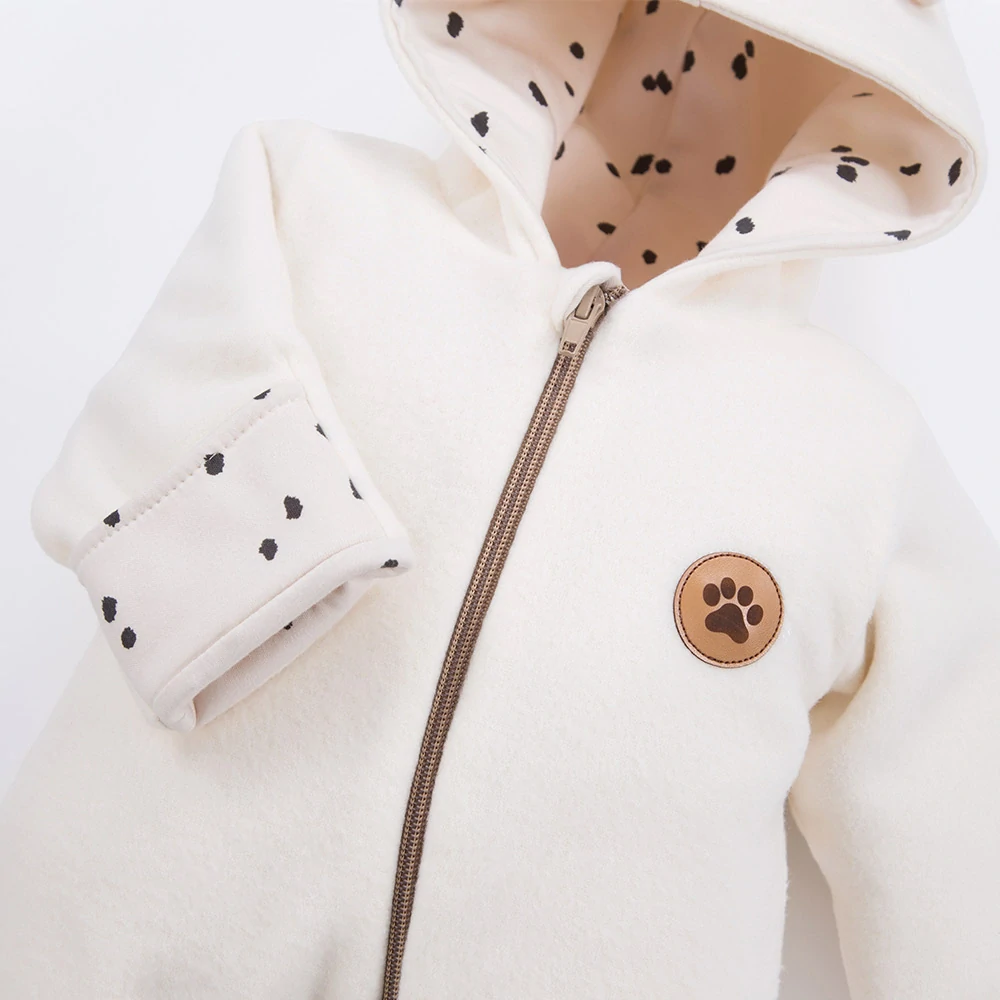 Hřejivý overálek s kapucí RUN&FUN polar ecru vel.56