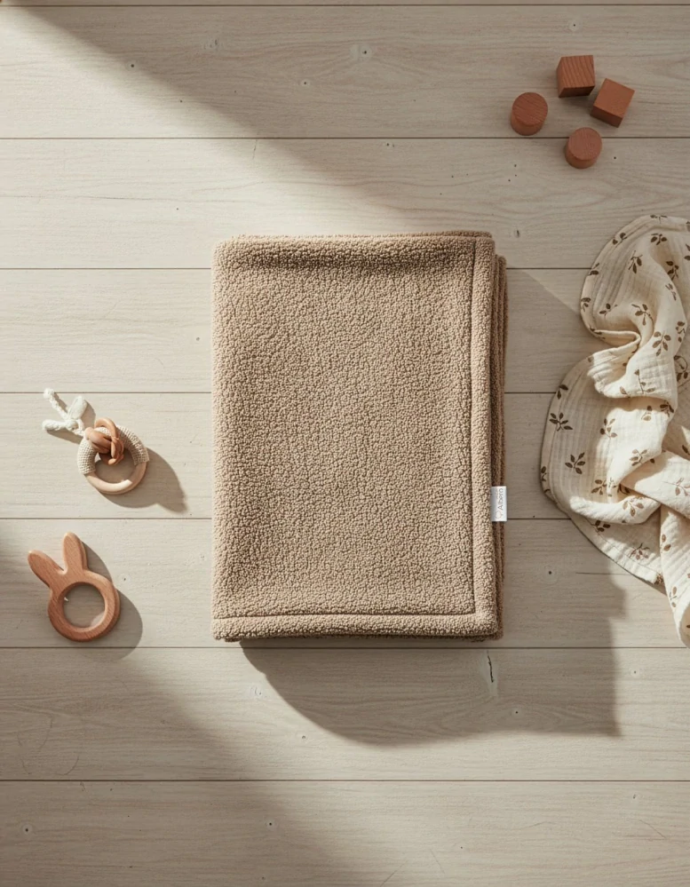 Dětská luxusní vyteplená deka Cotton Muslin & Bouclé karamelová