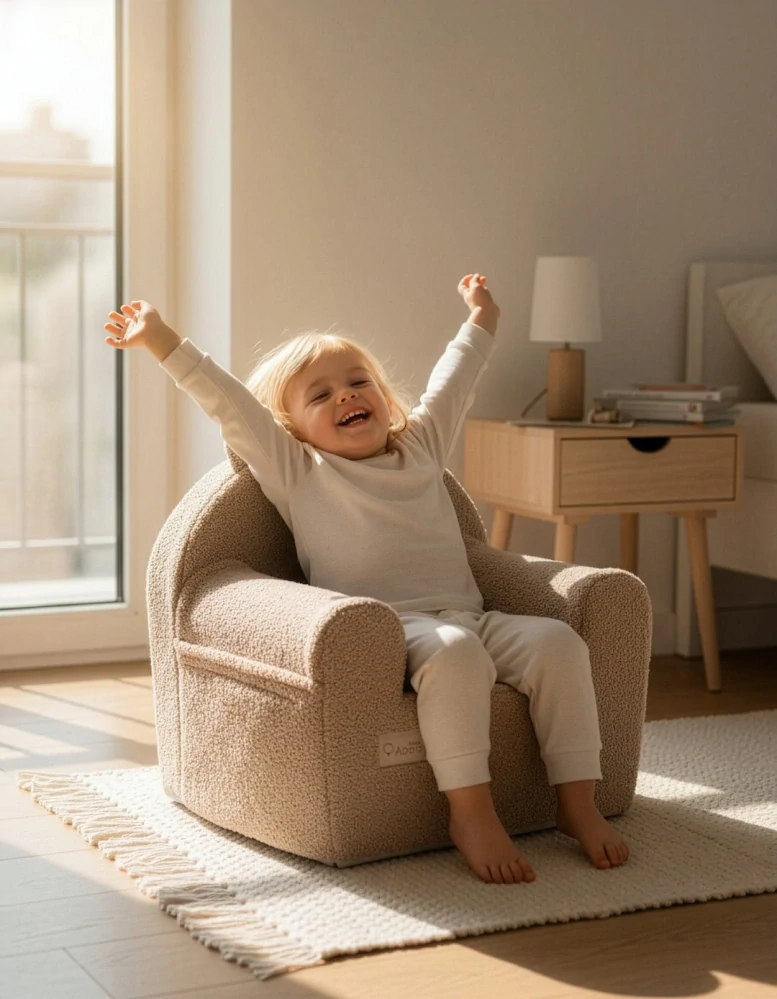 Dětské Designové Pěnové Křesílko Bouclé Karamel