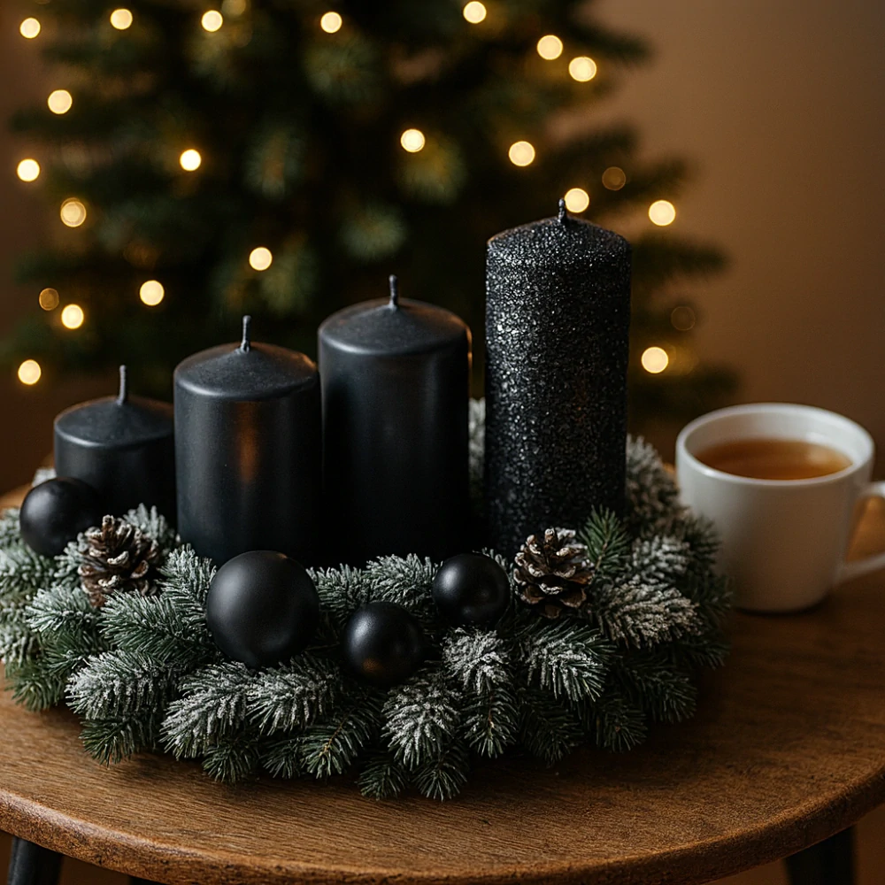 Adventní sada svíček Glamours černá (4ks)