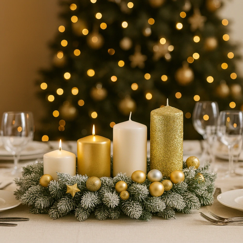 Adventní sada svíček Glamours zlatá (4ks)