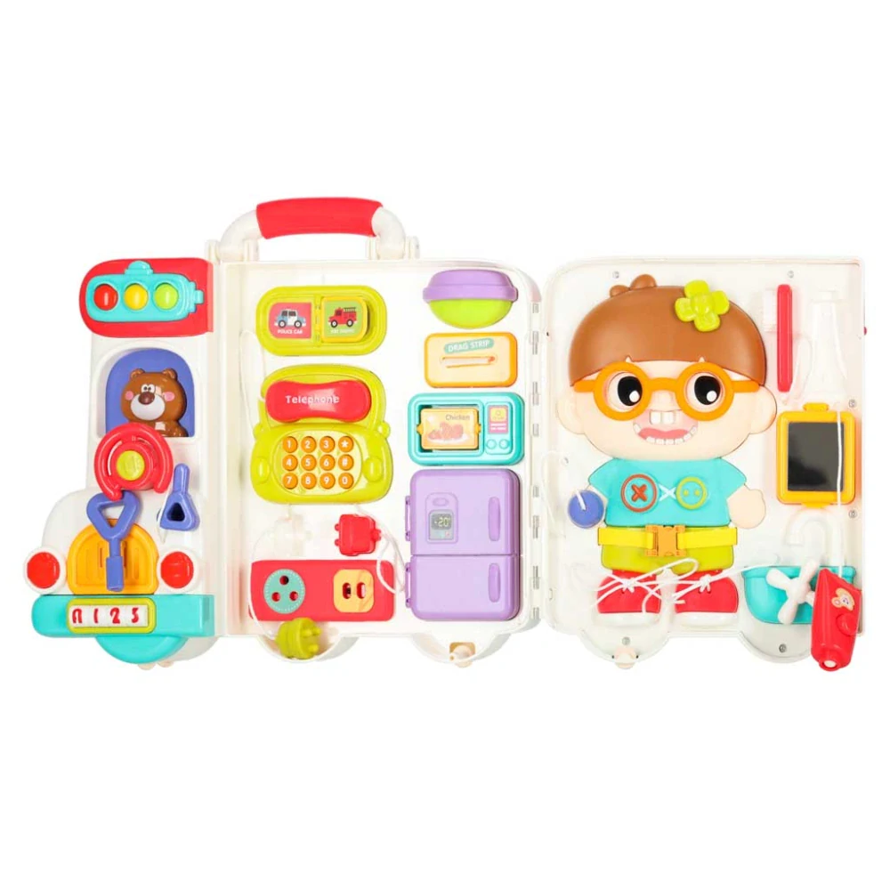 MANIPULAČNÍ DESKA 3V1 AUTOBUS – Senzorická Hračka & Cestovní Busy Board pro Batolata (18m+)