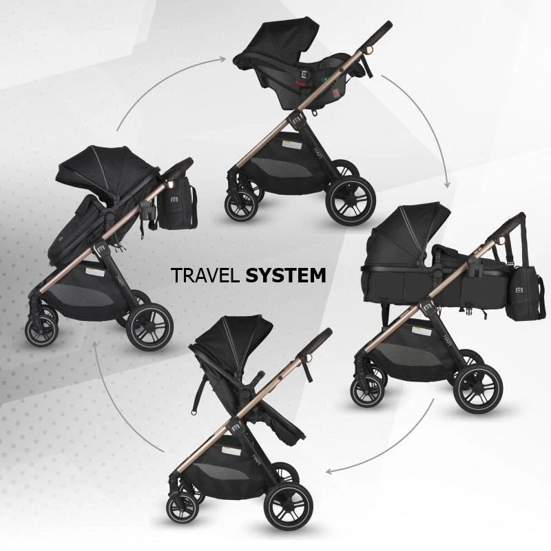 Travel systemí kočárek HAPI SOLEY Jet Black 3v1