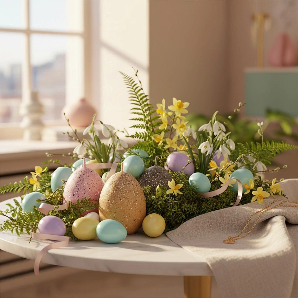 Velikonoční Svíčka ve tvaru vajíčka Egg in Spots kropenaté, sada/4ks