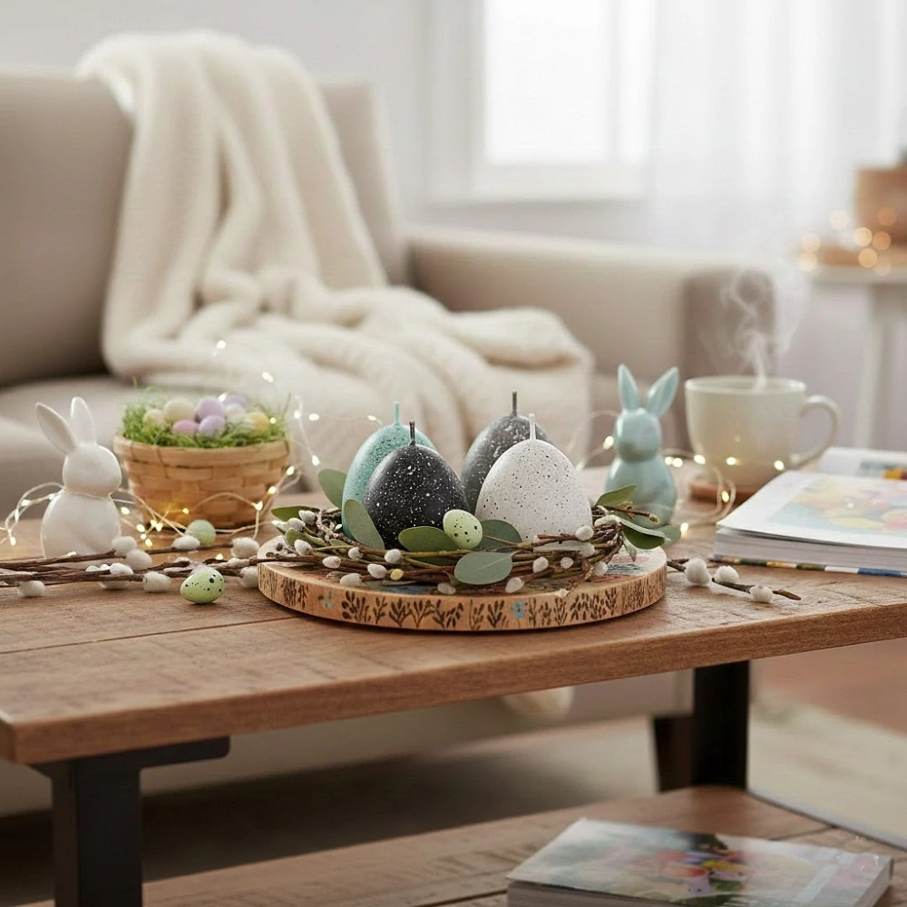 Velikonoční Svíčky ve tvaru vajíčka Egg in Spots kropenaté, sada/4ks