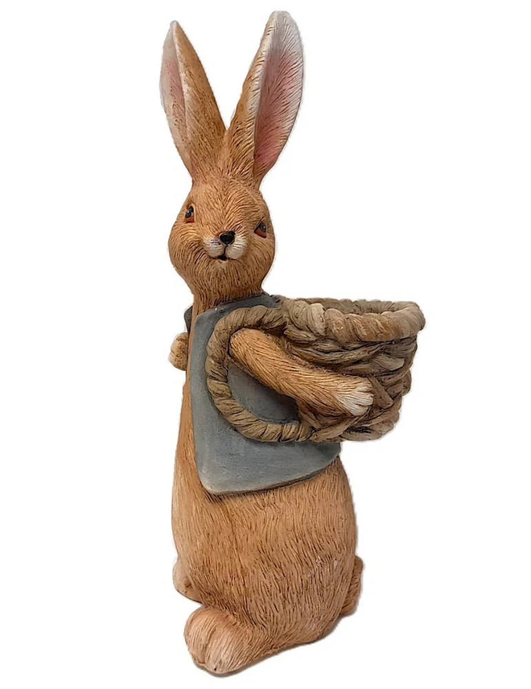 Dekorace Velký hnědý zajíček ve vestě s nůší 55cm