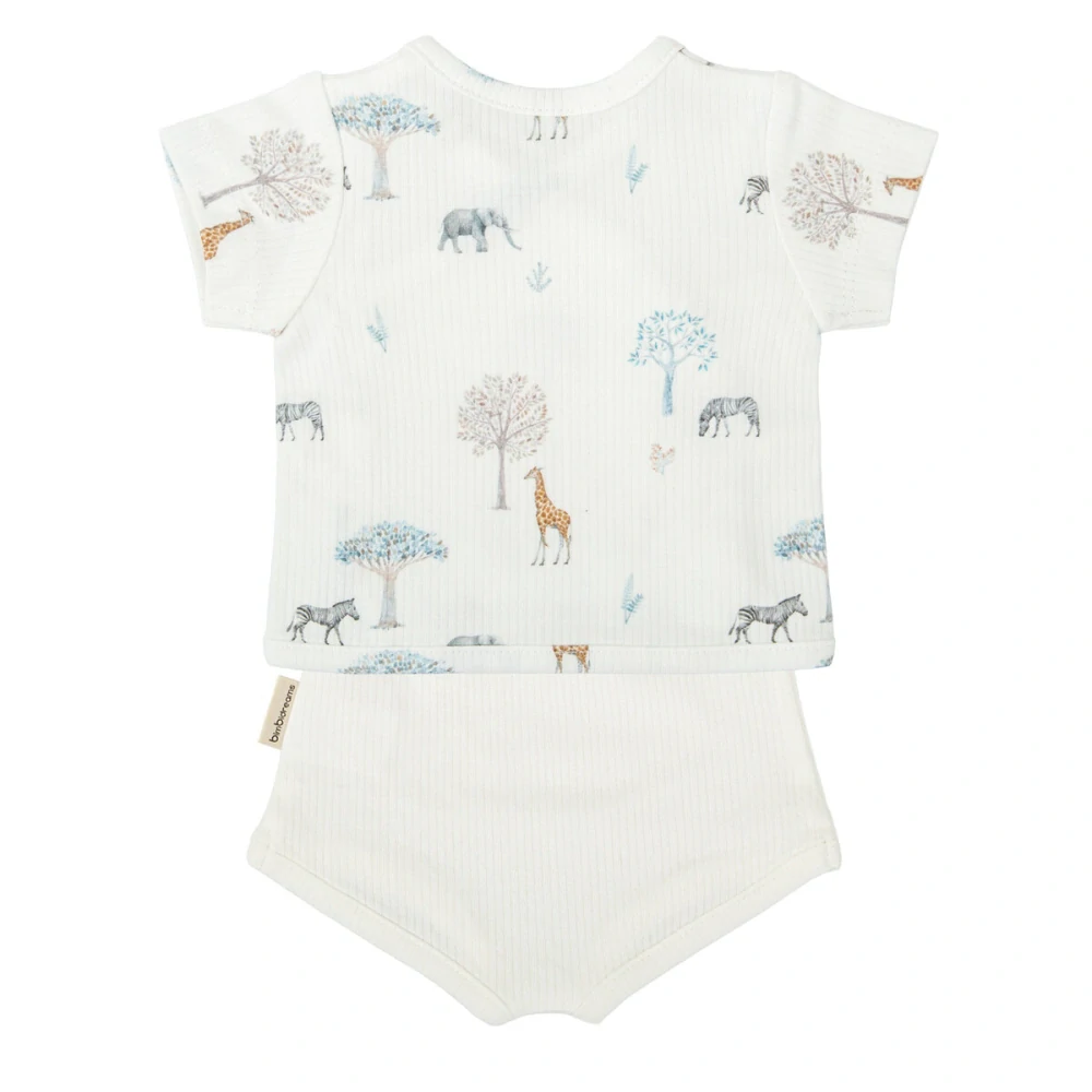 Letní bambusový komplet zavinovací tričko + kraťasy Bimbidreams Tanzania  0-1m