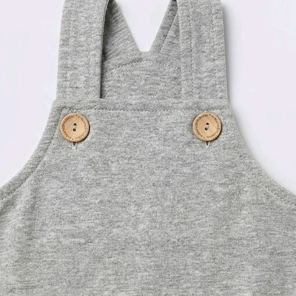 Dětské bavlněné kalhoty s laclem grey melange vel.62