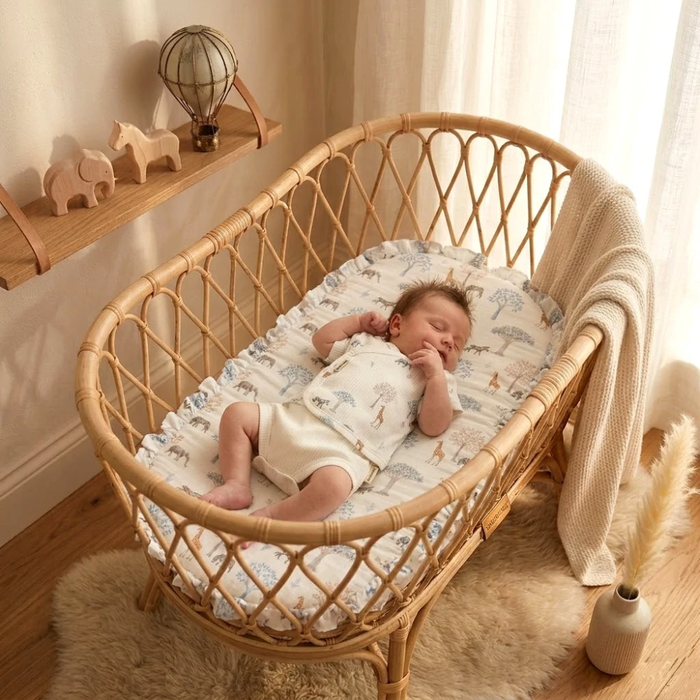 Bavlněná podložka s bambusem proti pocení do hluboké korby kočárku  Bimbidreams Tanzania 