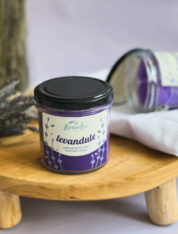 Vonná palmová svíce ve skle - Levandule