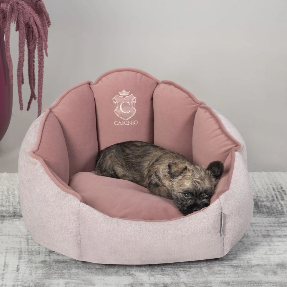 Kvalitní pelíšek ve tvaru mušle pro mazlíčky Carinio Shell Blush vel. S/M