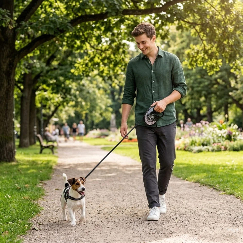 Luxusní samonavíjecí vodítko Flexi Splash Crystal M 5m – Swarovski edice black onyx