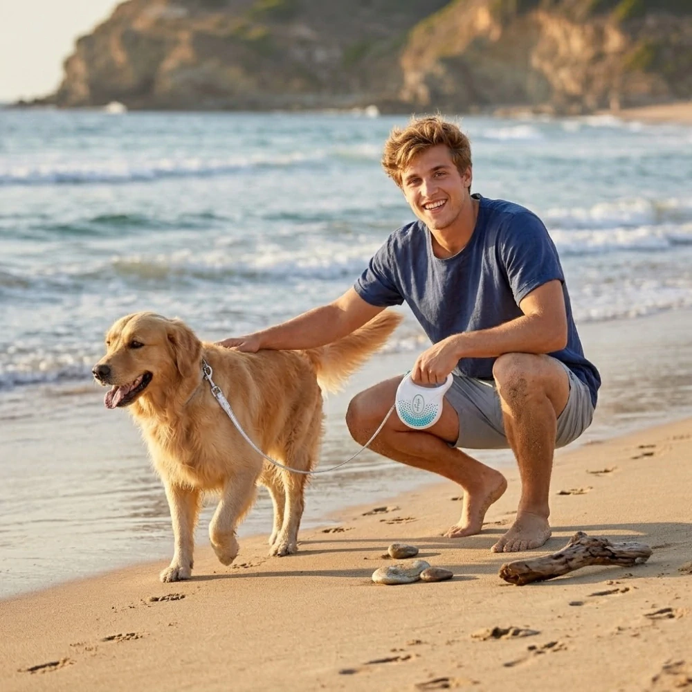 Luxusní samonavíjecí vodítko Flexi Splash Ocean Blue M 5m – Swarovski edice 