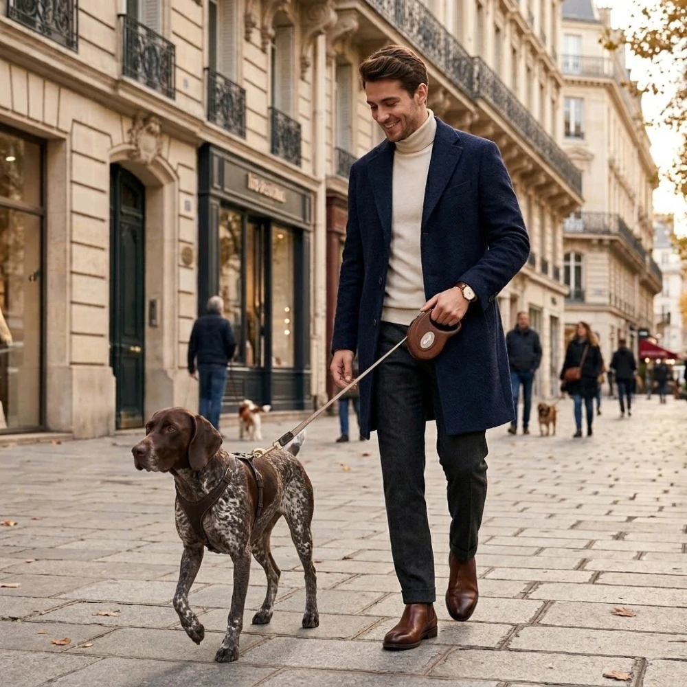 Luxusní kožené samonavíjecí vodítko Flexi Leather M (5 m) pro psy do 25 kg