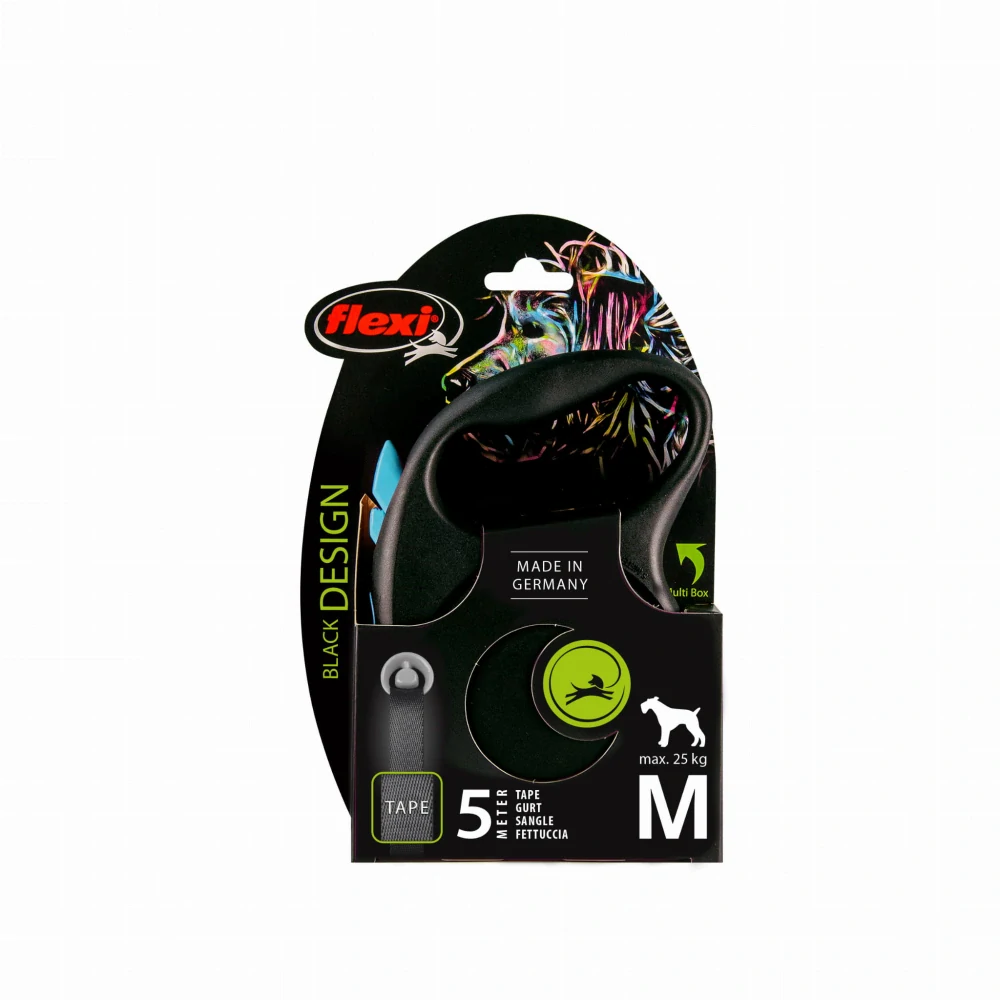 Vodítko Flexi Black Design (M) 5m páska - modré