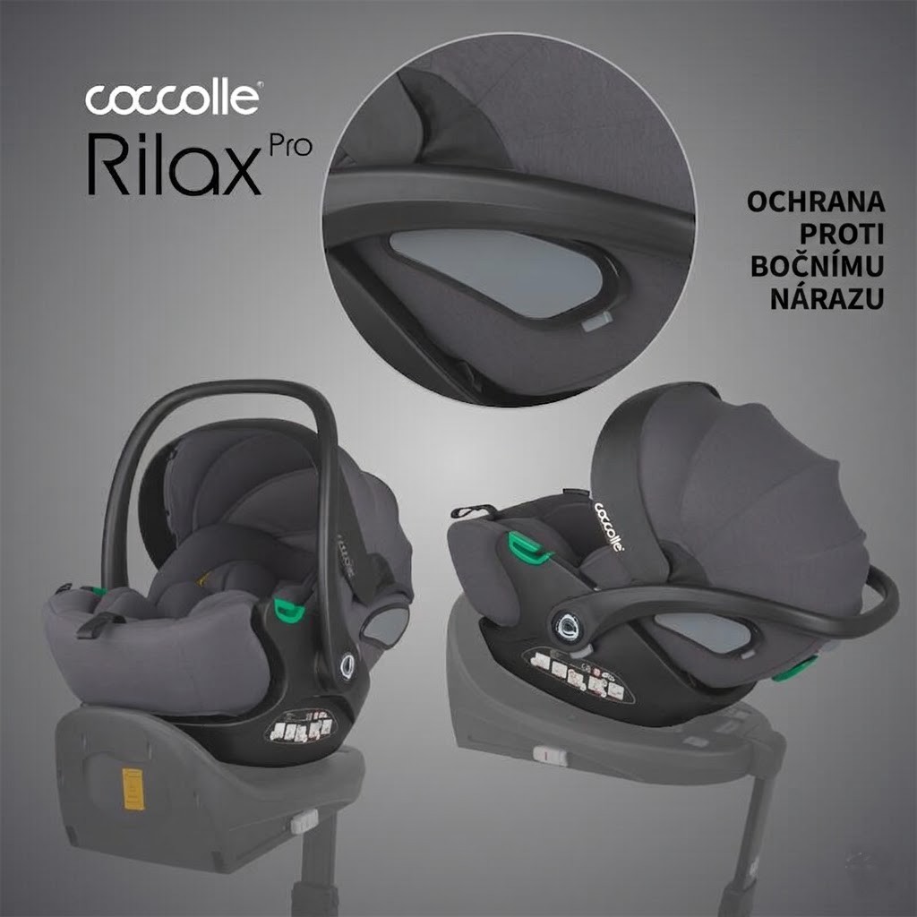 Polohovatelná autosedačka 0-13kg Coccolle Rilax Pro 2v1 i-Size System Greystone