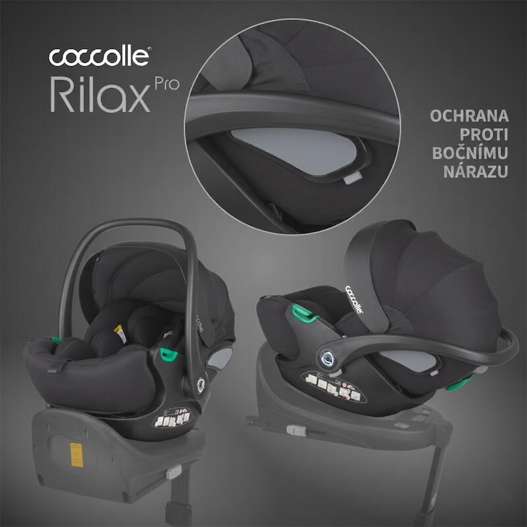 Polohovatelná autosedačka 0-13kg Coccolle Rilax Pro 2v1 i-Size System  jet black