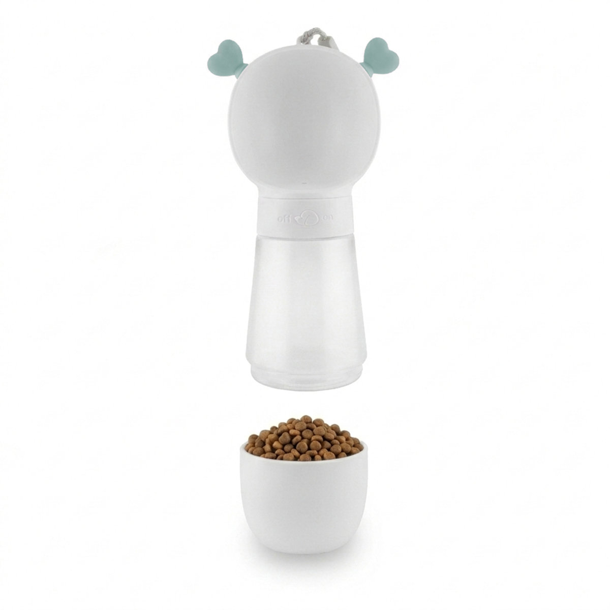 Cestovní láhev na vodu a granule pro psy a kočky MilooPets Amore Duo (350+180 ml) bílá