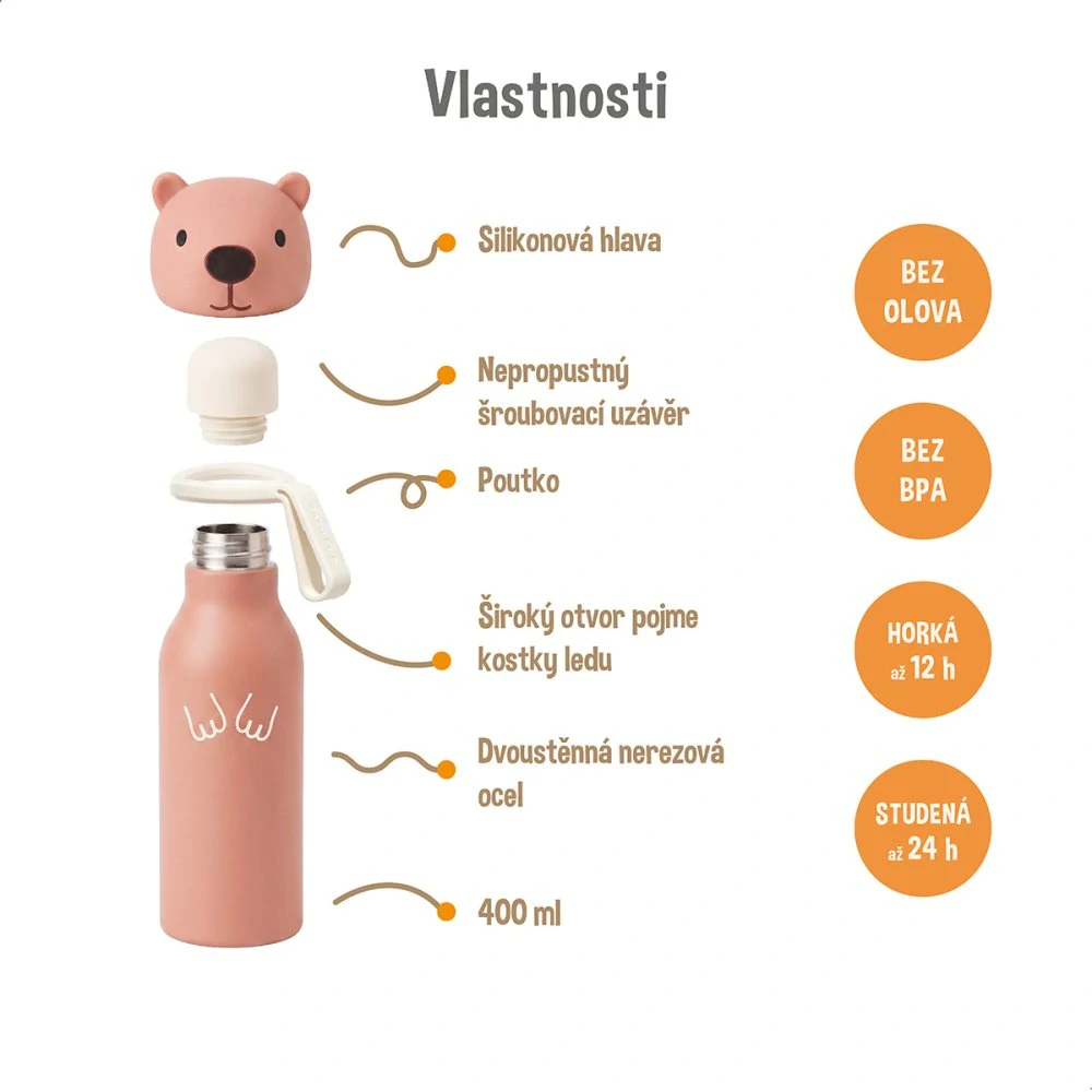 Zazu Dětská termoláhev 400 ml - Kapybara