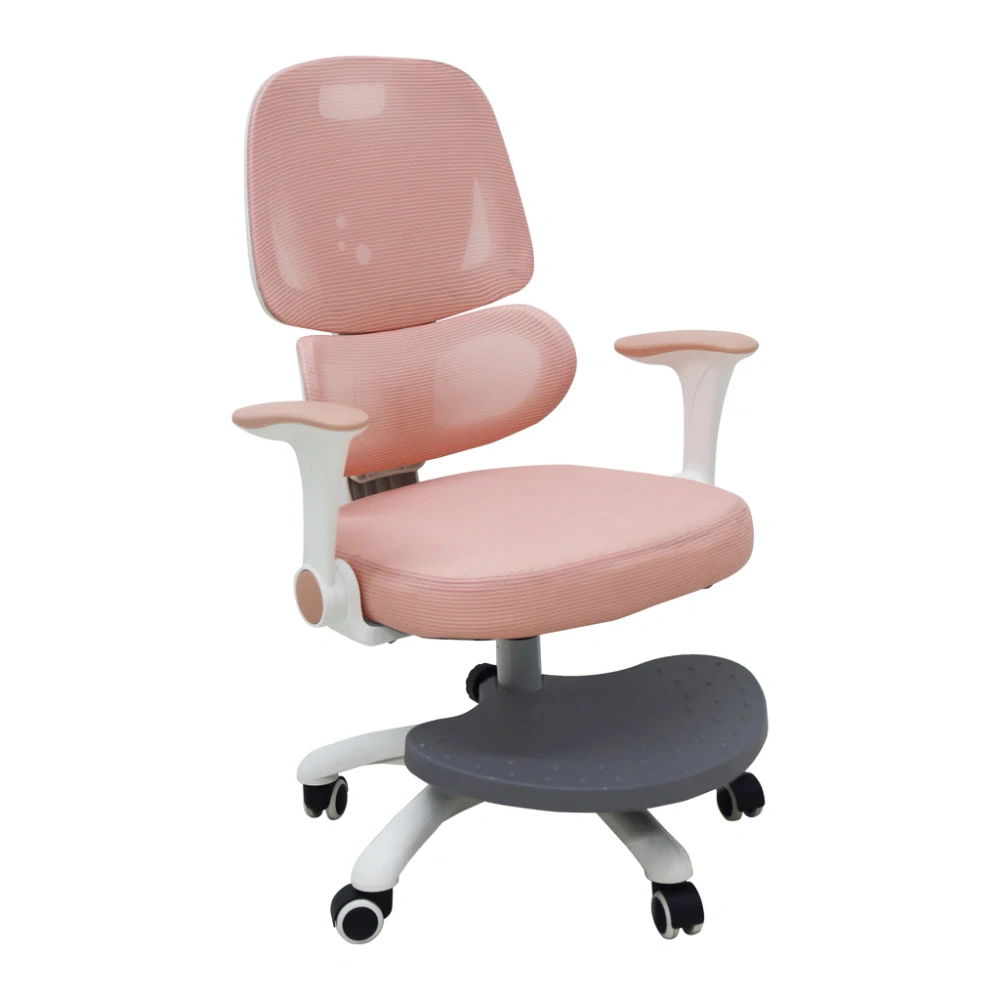 Dětská ergonomická otočná židle k psacímu stolu s podnožkou - růžová