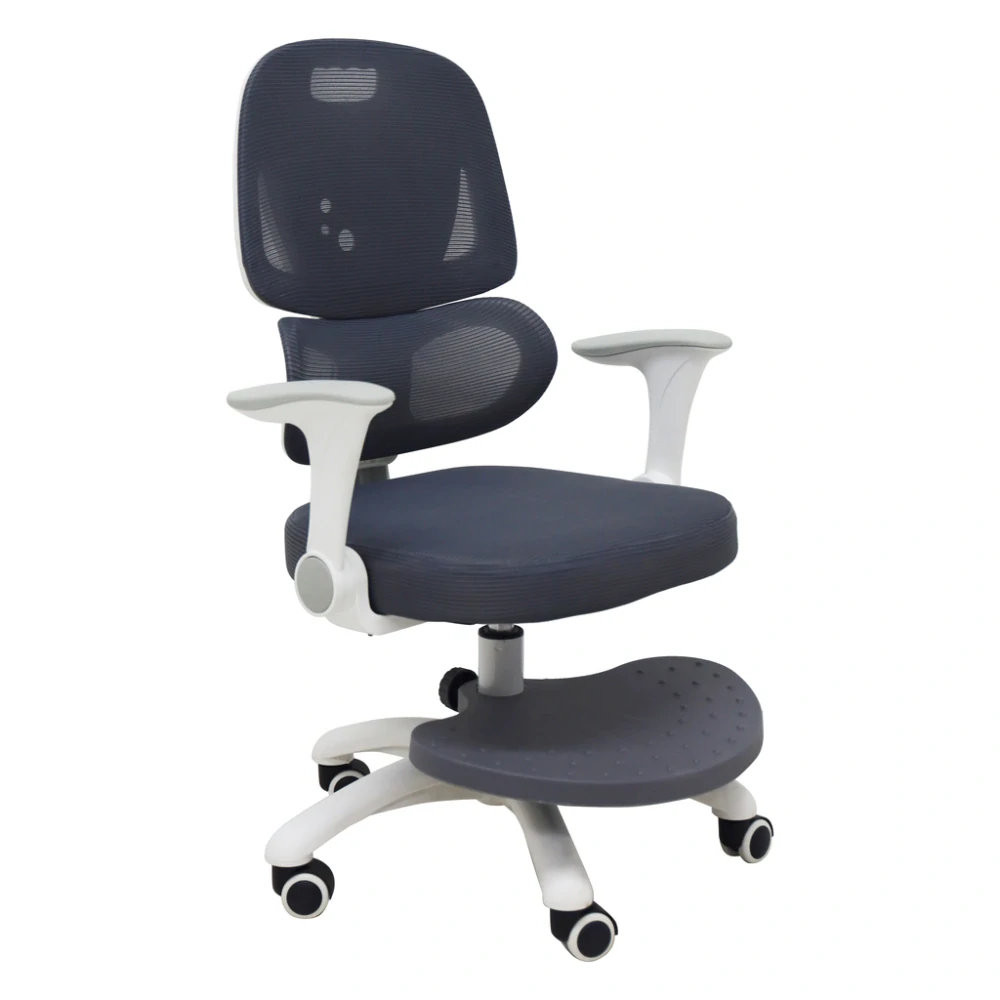 Dětská ergonomická otočná židle k psacímu stolu s podnožkou - šedá