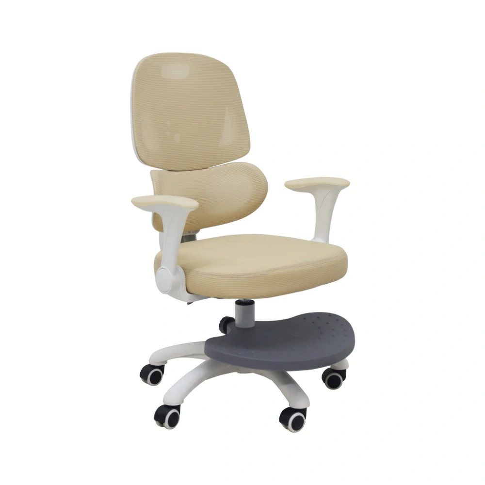 Dětská ergonomická otočná židle k psacímu stolu s podnožkou - béžová