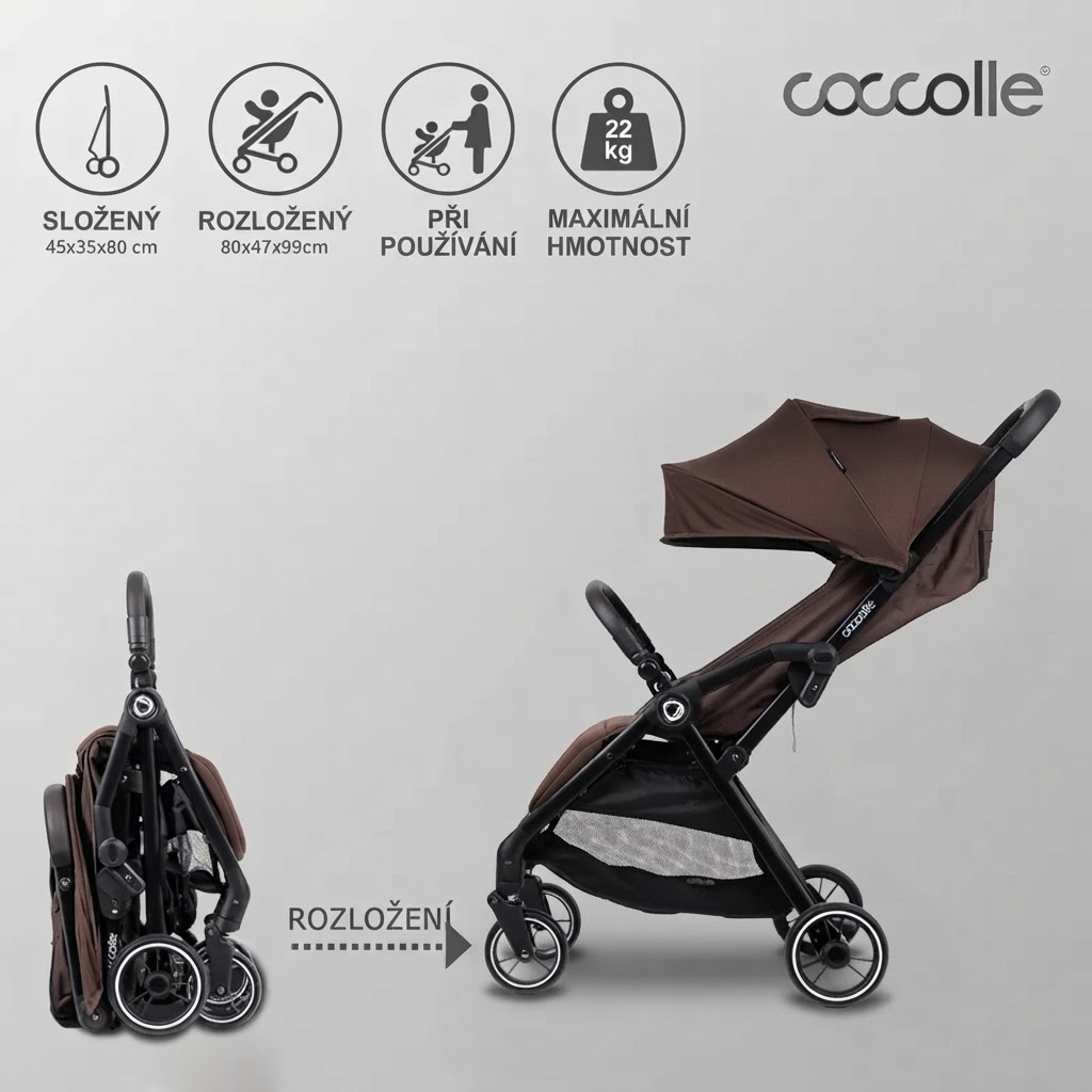 Sportovní kočárek Coccolle Arella Coffee Browen