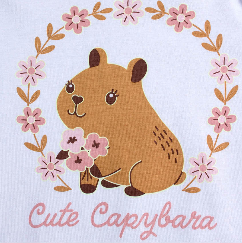 Dívčí pyžamo svítící ve tmě KAPYBARA CUTE KYLY (růžové)