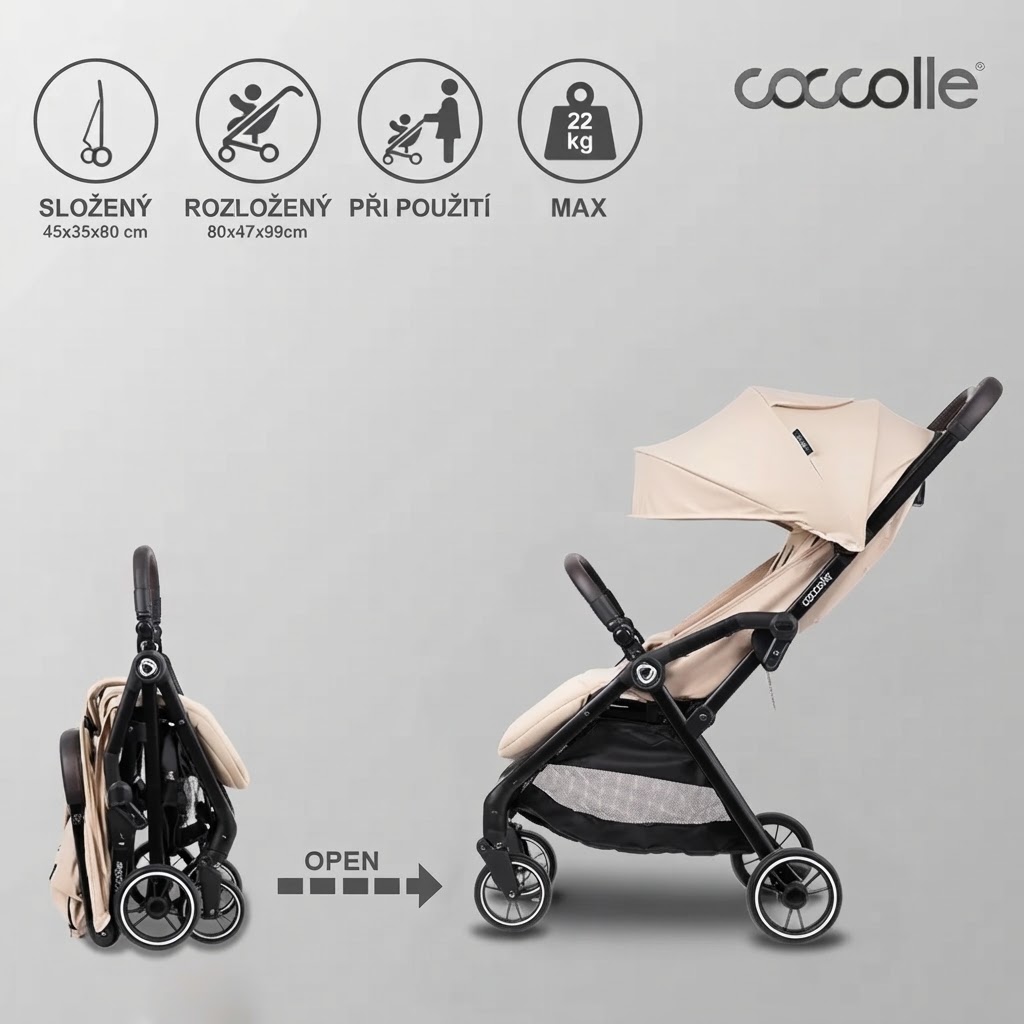 Sportovní kočárek Coccolle Arella Sand Beige