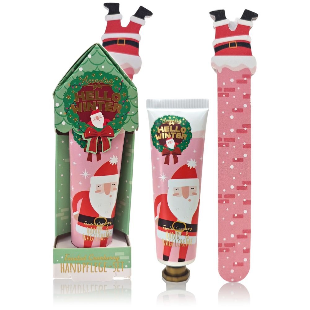 ACCENTRA Dárkový set péče o ruce Hello Winter s pilníkem – Brusinka (30 ml) SANTA