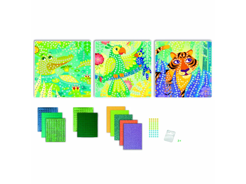 Sycomore Stick & Fun – Třpytivá samolepicí mozaika - Džungle (od 5 let)