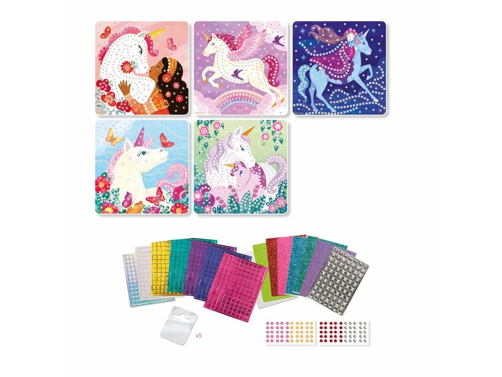 Sycomore Stick & Fun – Třpytivá samolepicí mozaika - Jednorožci (od 5 let)