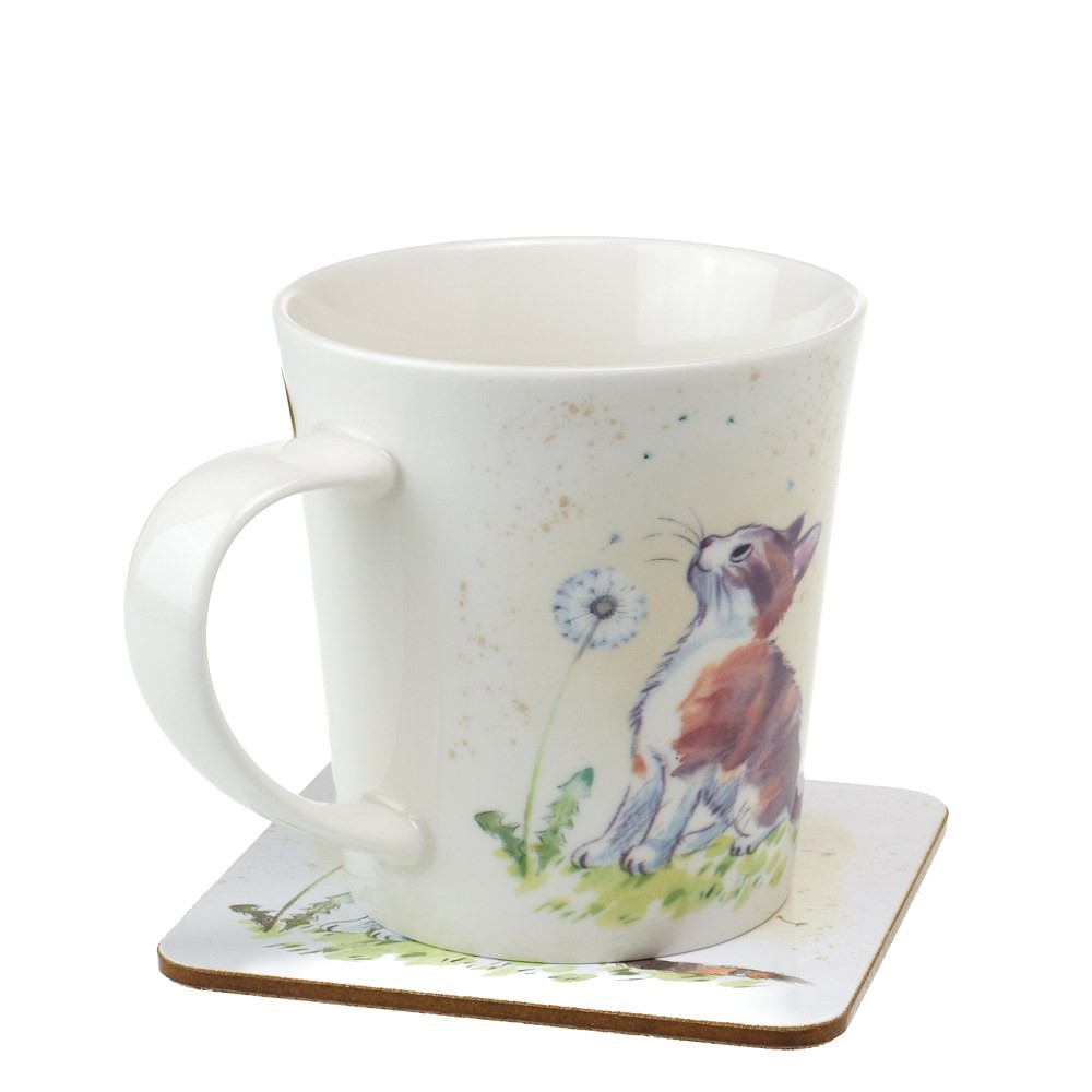 Porcelánový hrnek s korkovou podložkou – The Leonardo Collection ( Kočička)