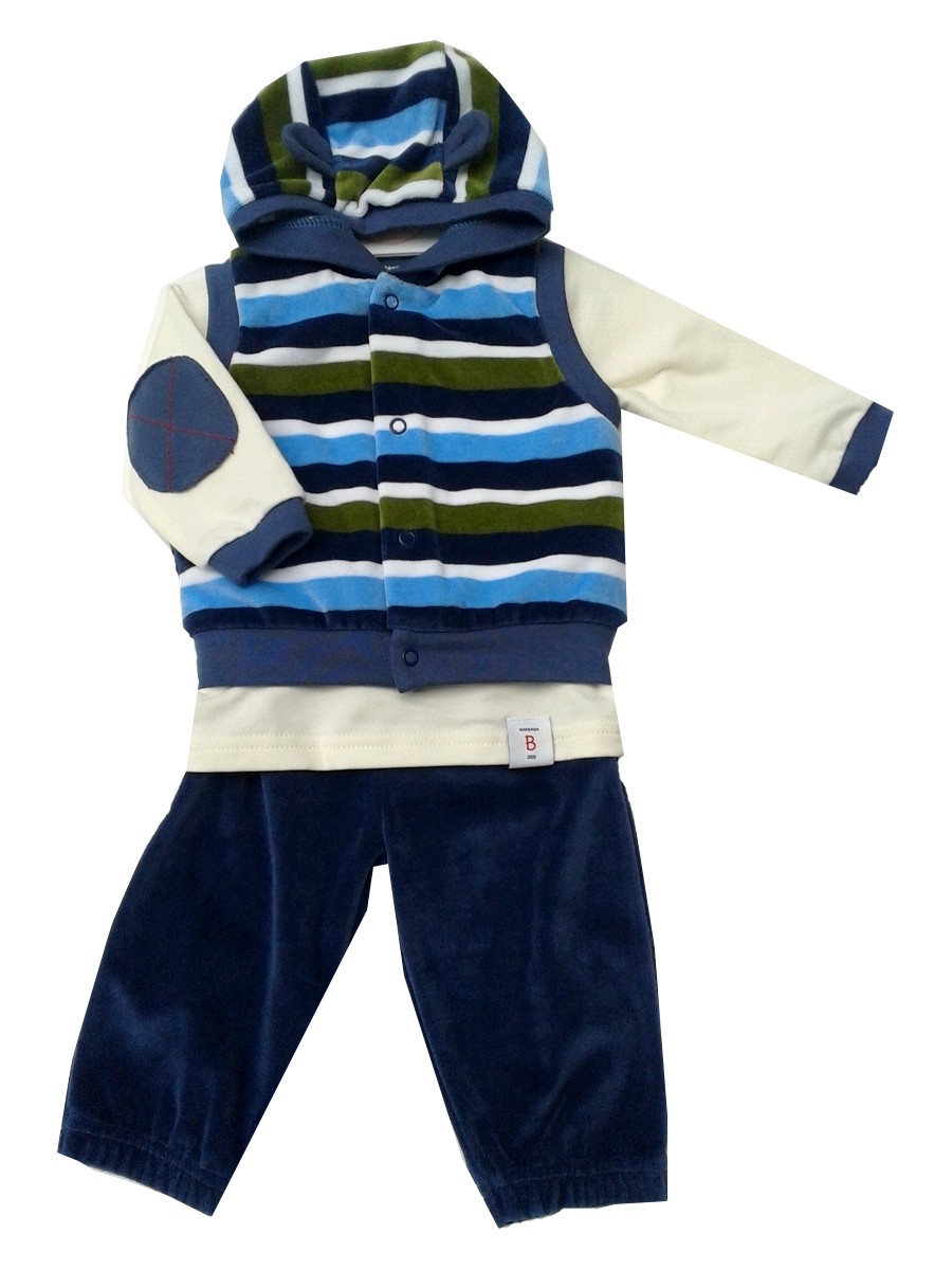 3-dílný sametový komplet s vestičkou Barnaba