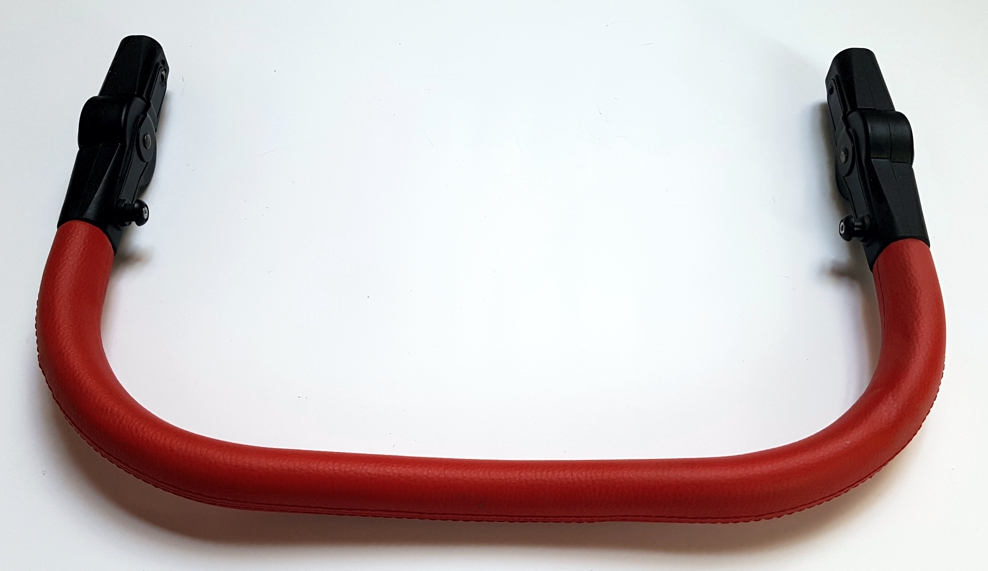 ND_ rukojeť na kočárek potažená Eco kůží s klouby - červená 46cm madlo