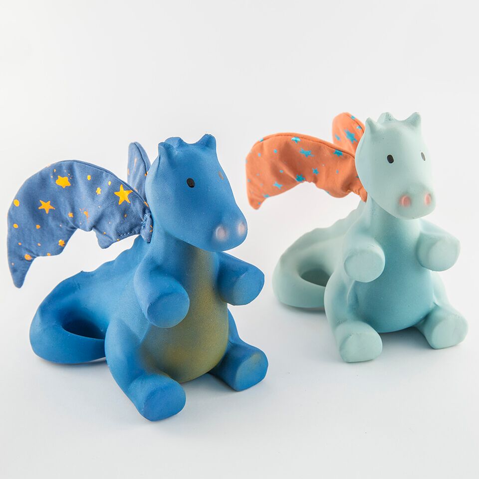 TIKIRI  Dráček modrý z přírodního kaučuku 13cm